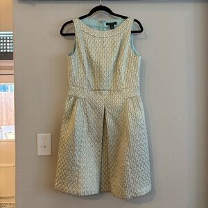 Lauren Ralph Lauren Textured Gold and Teal Light Blue Sleeveless Dress 10